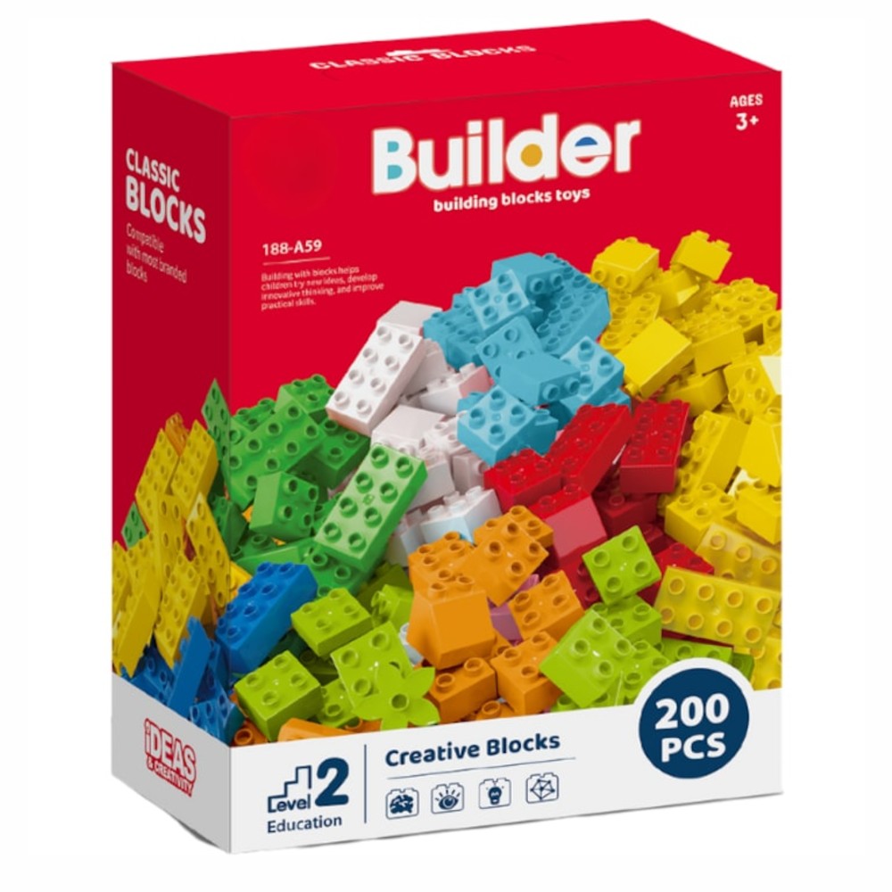საბავშვო ასაწყობი კუბიკები (200 ცალი) / სამშენებლო ბლოკები / სახალისო და განმავითარებელი სათამაშო - Image 1