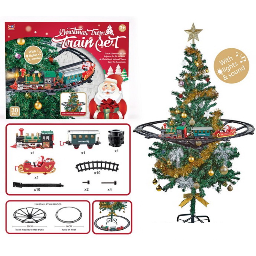 Рождественский поезд с подсветкой и музыкой (елочное украшение, можно повесить на елку) Новогодняя игрушка / Новогодние игрушки / Новогодние поезда / Новогодний поезд — изображение 1