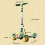 Складной детский самокат / Детские самокаты / Самокат со светодиодными фарами и музыкальным сопровождением / Детский складной самокат / Детский самокат / Трехколесный самокат — изображение 3