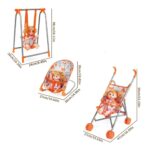 ნაკრები ბავშვის სათამაშო: 3-1-ში +თოჯინა / ფუნქციური საბავშვო სათამაშოები სათამაშოები, სასეირნო ეტლი და საქანელა თოჯინების აქსესუარებით / საბავშვო სათამაშოები / სათამაშოები ბავშვებისთვის (Baby Play House) - Image 2