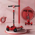 დაკეცვადი საბავშვო სკუტერი / საბავშვო სკუტერები  / სკუტერი LED განათებით და მუსიკის ჩასართავი ფუნქციით / საბავშვო სკუტერი დასაკეცი /  ბავშვთა სკუტერი / სამბორბლიანი სკუტერი  (სამაკატი, გორიალა, თვითგორია) - Image 6