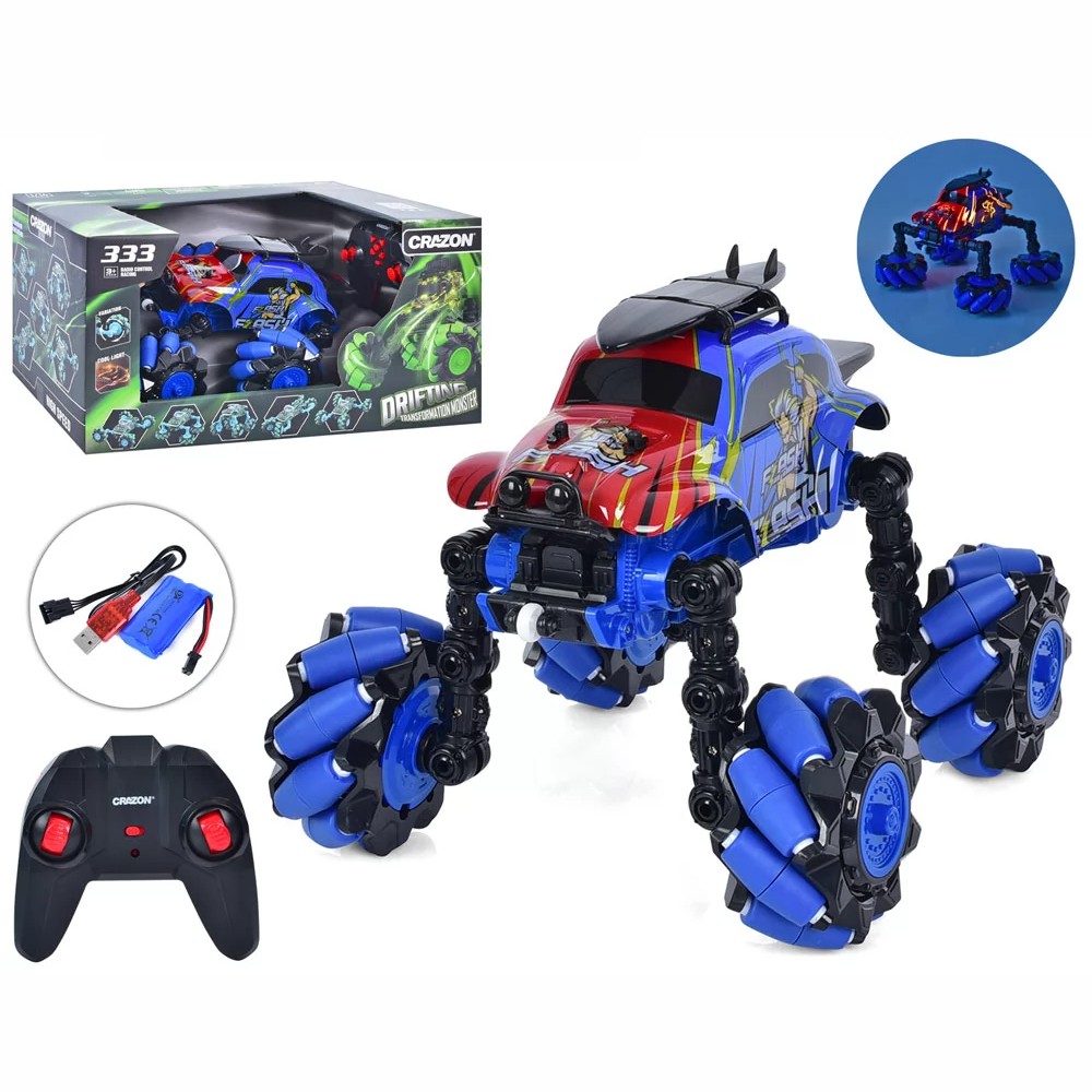 Crazon ტრანსფორმატორი მანქანა როლიკებიანი ბორბლებით / დარტყმაგამძლე საბავშვო მანქანები / კასკადიორი ჯიპი / რადიომართვადი მონსტრი მანქანა / საბავშვო მანქანა / საბავშვო მანქანები / პულტიანი მანქანა / 360 გრადუსით მბრუნავიდი მანქანა / დისტანციური მართვის მანქანა Crazon Transformation Monster - Image 1
